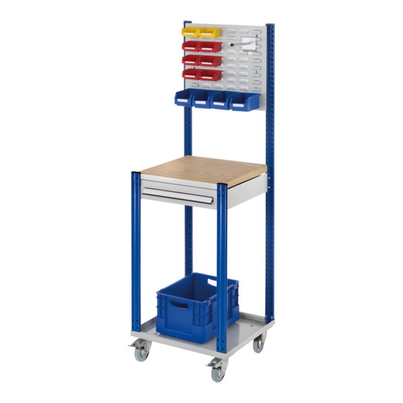 Kappes Mobile Arbeitsstation RAL 7035/5010 B500 mm 1 Schublade Schlitzplatte