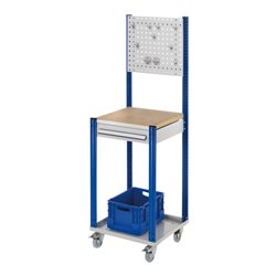 Kappes Mobile Arbeitsstation RAL 7035/5010 B500 mm 1 Schublade Lochplatte