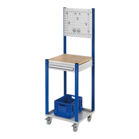 Kappes Mobile Arbeitsstation RAL 7035/5010 B500 mm 1 Schublade Lochplatte
