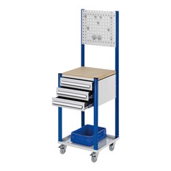 Kappes Mobile Arbeitsstation RAL 7035/5010 B500 mm 3 Schubladen Lochplatte