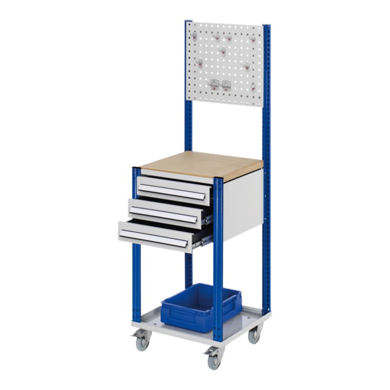 Kappes Mobile Arbeitsstation RAL 7035/5010 B500 mm 3 Schubladen Lochplatte