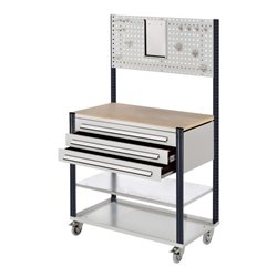 Kappes Mobile Arbeitsstation RAL 7035/7016 B1000 mm 3 Schubladen Lochplatte mit Zusatzboden