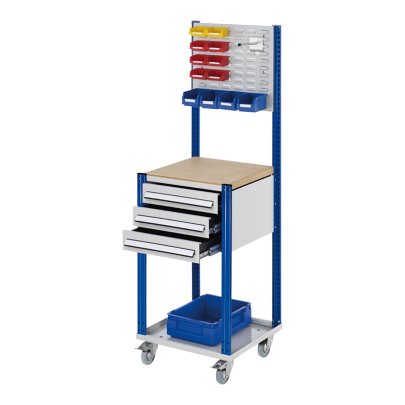 Kappes Mobile Arbeitsstation RAL 7035/5010 B500 mm 3 Schubladen Schlitzplatte