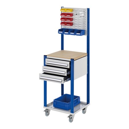 Kappes Mobile Arbeitsstation RAL 7035/5010 B500 mm 3 Schubladen Schlitzplatte