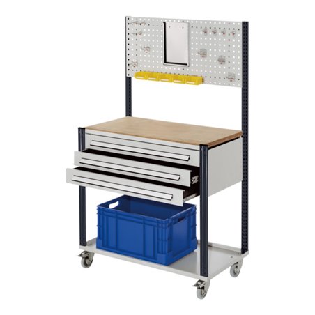 Kappes Mobile Arbeitsstation RAL 7035/7016 B1000 mm 3 Schubladen Lochplatte