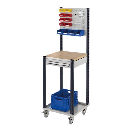 Kappes Mobile Arbeitsstation RAL 7035/7016 B500 mm 1 Schublade Schlitzplatte