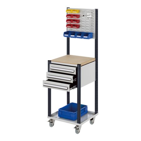 Kappes Mobile Arbeitsstation RAL 7035/7016 B500 mm 3 Schubladen Schlitzplatte