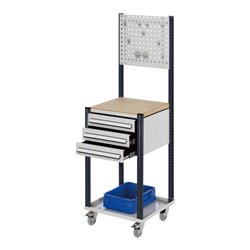 Kappes Mobile Arbeitsstation RAL 7035/7016 B500 mm 3 Schubladen Lochplatte