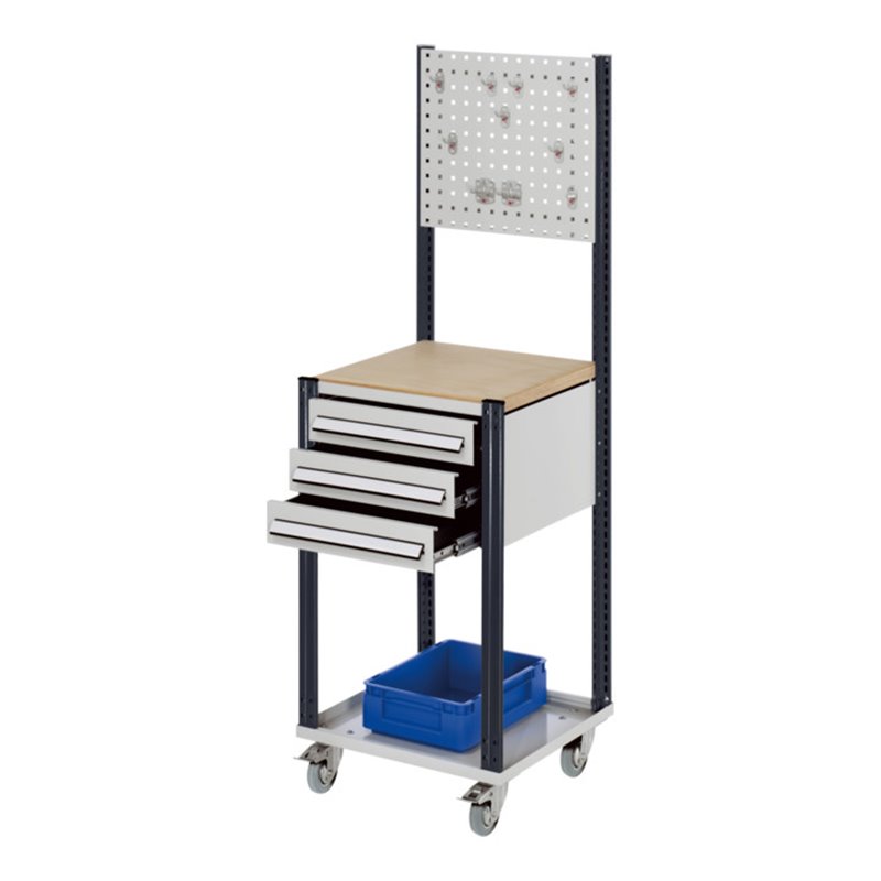 Kappes Mobile Arbeitsstation RAL 7035/7016 B500 mm 3 Schubladen Lochplatte