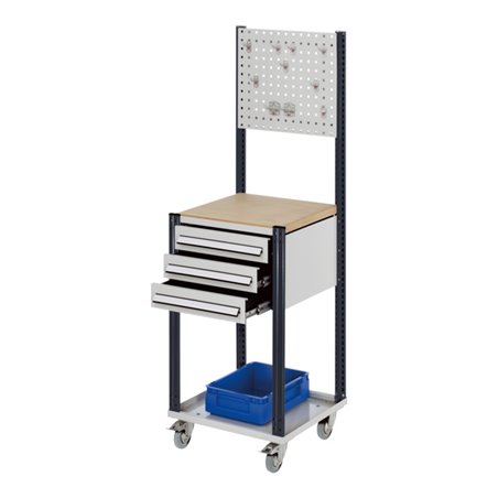 Kappes Mobile Arbeitsstation RAL 7035/7016 B500 mm 3 Schubladen Lochplatte