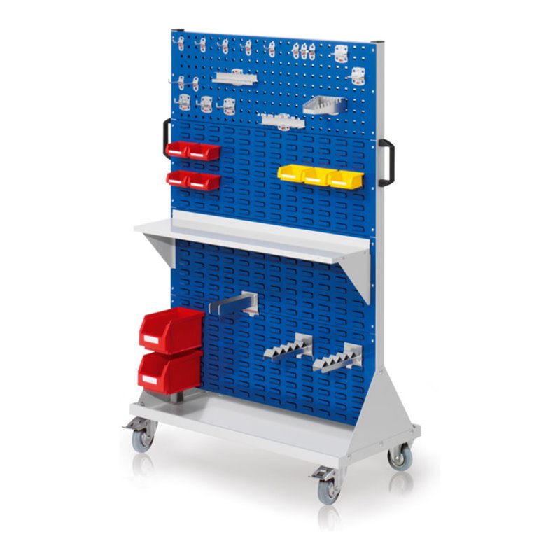 Kappes RasterMobil Gr. 4 RAL 7035/5010 H1580 mm mit 2 Loch-/6 Schlitzplatten mit Ausstattung