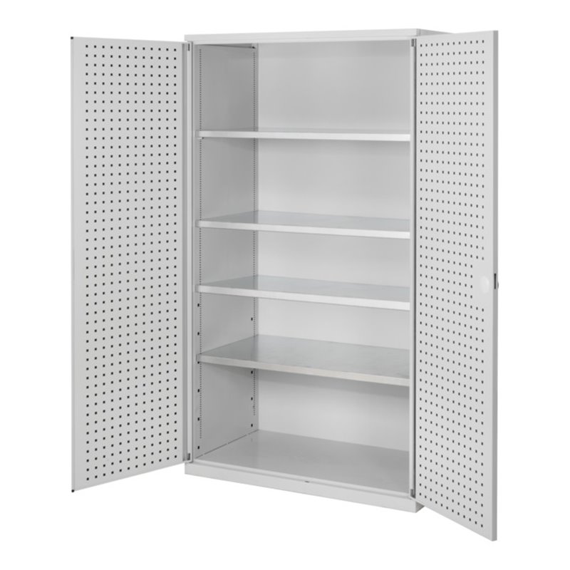 Kappes Großvolumenschrank RasterPlan RAL 7035 Tür innen Lochplatten Ausstattung 1