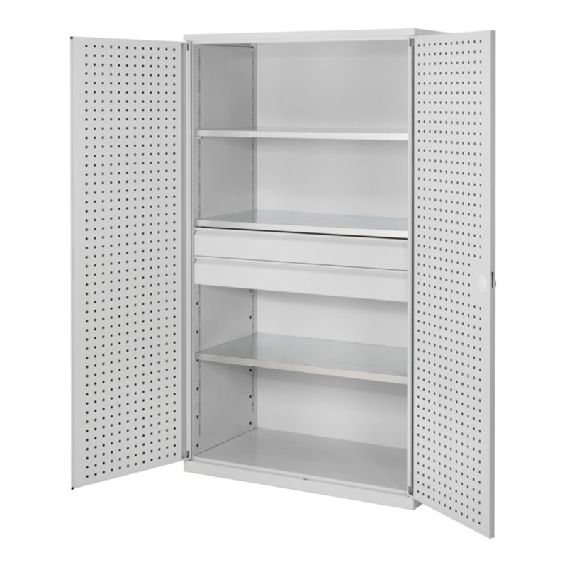 Kappes Großvolumenschrank RasterPlan RAL 7035 Tür innen Lochplatten Ausstattung 3