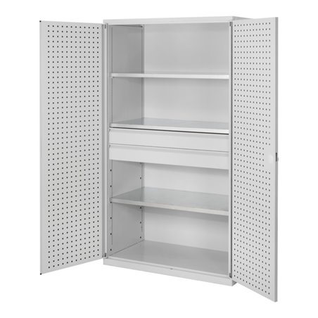 Kappes Großvolumenschrank RasterPlan RAL 7035 Tür innen Lochplatten Ausstattung 3