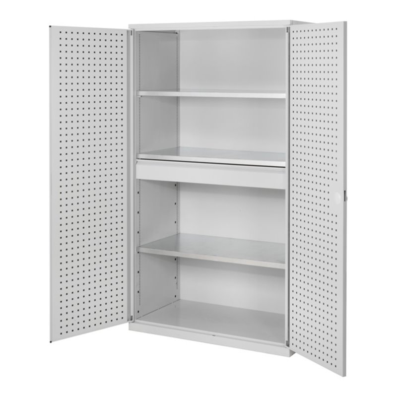 Kappes Großvolumenschrank RasterPlan RAL 7035 Tür innen Lochplatten Ausstattung 2