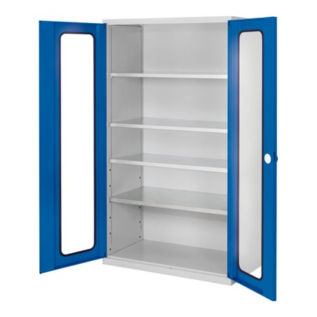 Kappes Großvolumenschrank RasterPlan RAL 7035/5010 Sichtfenster Ausstattung 1