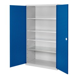 Kappes Großvolumenschrank RasterPlan RAL 7035/5010 Tür innen Lochplatten Ausstattung 1