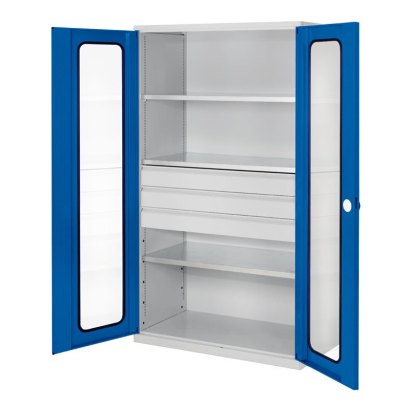 Kappes Großvolumenschrank RasterPlan RAL 7035/5010 Sichtfenster Ausstattung 4