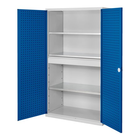 Kappes Großvolumenschrank RasterPlan RAL 7035/5010 Tür innen Lochplatten Ausstattung 2