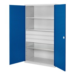 Kappes Großvolumenschrank RasterPlan RAL 7035/5010 Tür innen Lochplatten Ausstattung 4