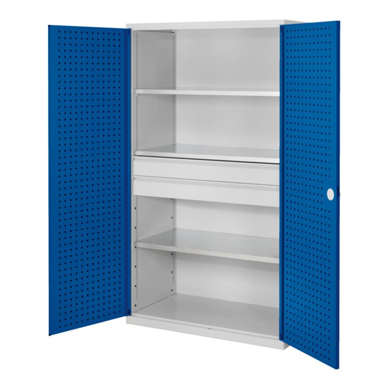 Kappes Großvolumenschrank RasterPlan RAL 7035/5010 Tür innen Lochplatten Ausstattung 3