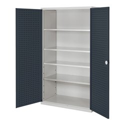 Kappes Großvolumenschrank RasterPlan RAL 7035/7016 Tür innen Lochplatten Ausstattung 1