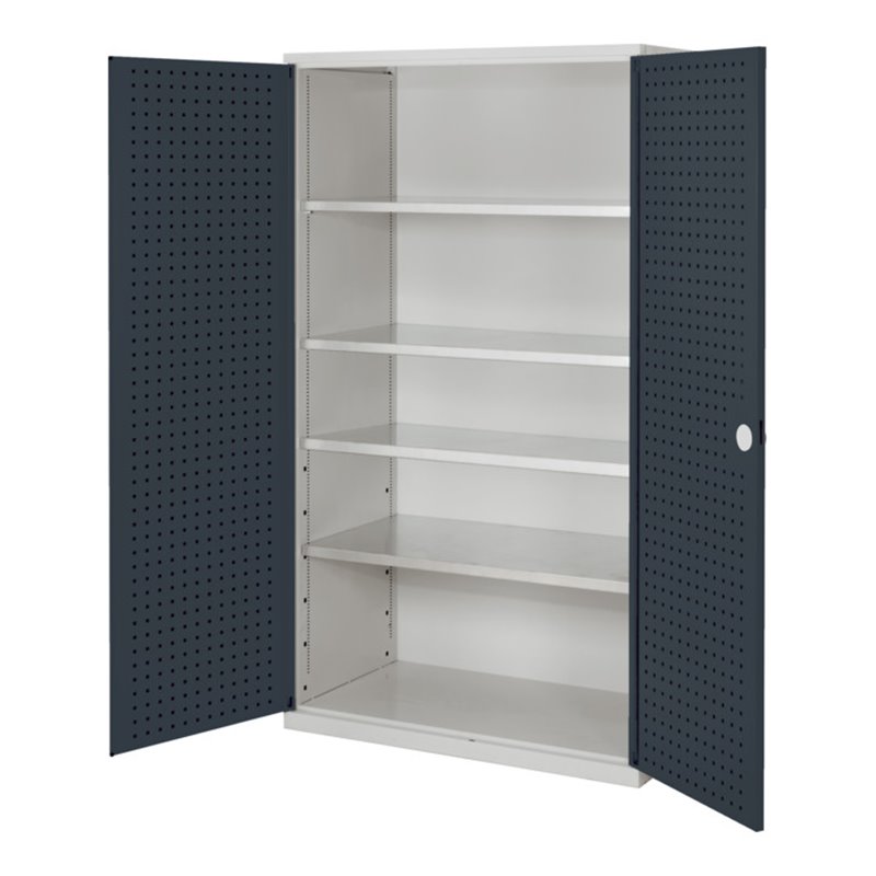 Kappes Großvolumenschrank RasterPlan RAL 7035/7016 Tür innen Lochplatten Ausstattung 1