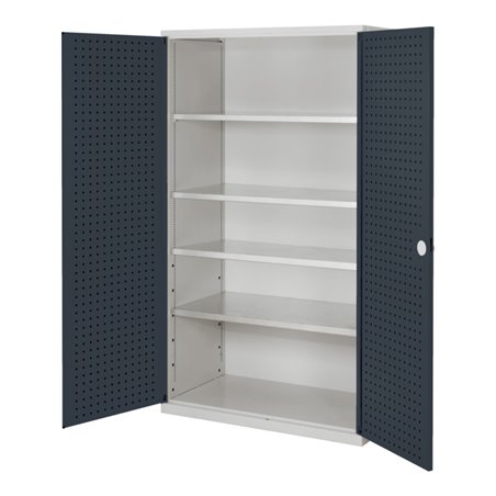 Kappes Großvolumenschrank RasterPlan RAL 7035/7016 Tür innen Lochplatten Ausstattung 1