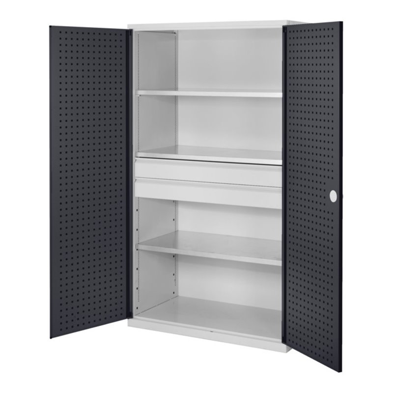 Kappes Großvolumenschrank RasterPlan RAL 7035/7016 Tür innen Lochplatten Ausstattung 3