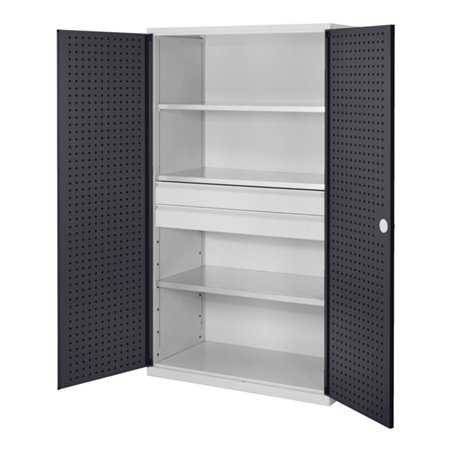 Kappes Großvolumenschrank RasterPlan RAL 7035/7016 Tür innen Lochplatten Ausstattung 3