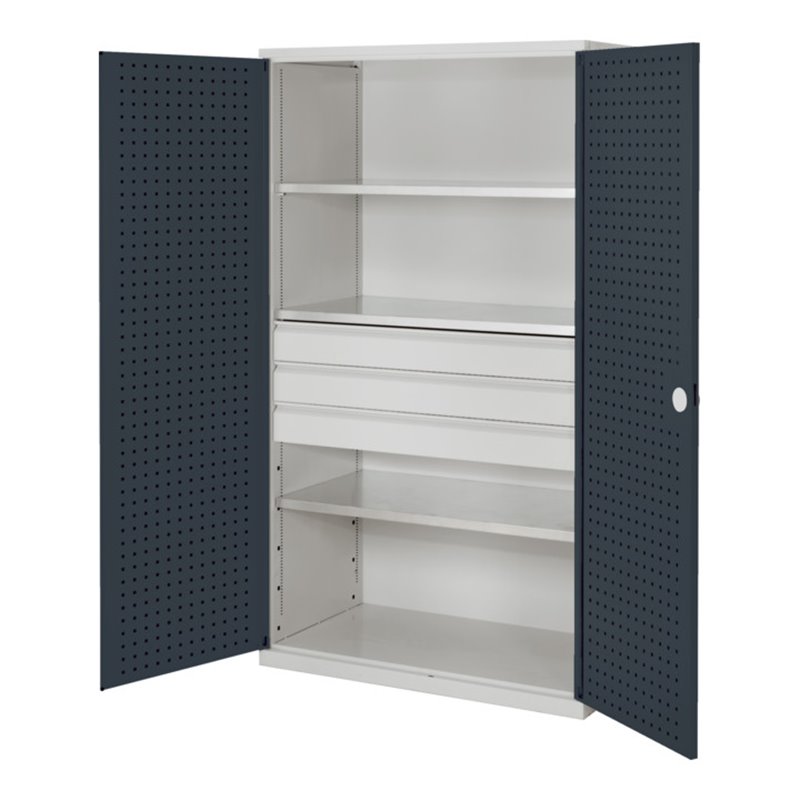 Kappes Großvolumenschrank RasterPlan RAL 7035/7016 Tür innen Lochplatten Ausstattung 4