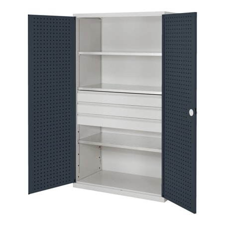 Kappes Großvolumenschrank RasterPlan RAL 7035/7016 Tür innen Lochplatten Ausstattung 4