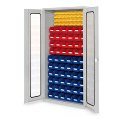 Kappes Schlitzplattenschrank RasterPlan RAL 7035 Mod. 57 Sichtfenstertüren