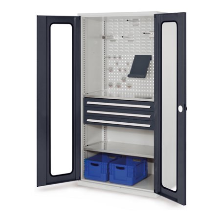 Kappes Schubaldenschrank RasterPlan RAL 7035/7016 Mod. 32 Sichtfenstertüren