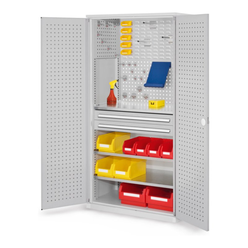 Kappes Schubladenschrank RasterPlan RAL 7035 Mod. 11 Tür innen Lochplatten