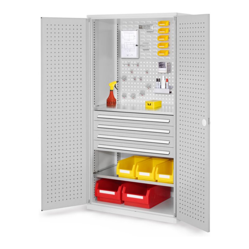 Kappes Schubladenschrank RasterPlan RAL 7035 Mod. 13 Tür innen Lochplatten