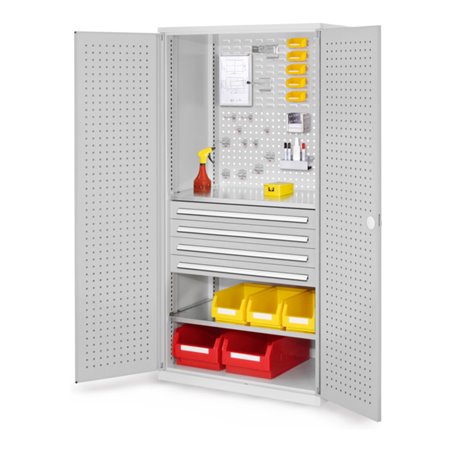 Kappes Schubladenschrank RasterPlan RAL 7035 Mod. 13 Tür innen Lochplatten