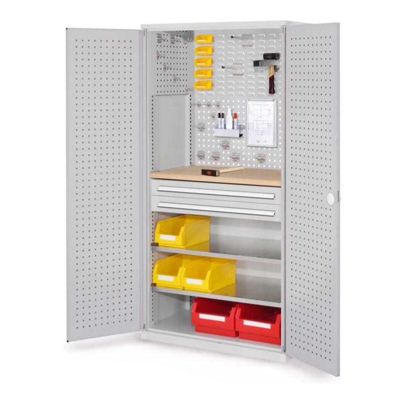 Kappes Schubladenschrank RasterPlan RAL 7035 Mod. 14 Tür innen Lochplatten