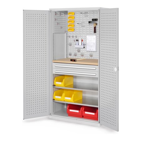 Kappes Schubladenschrank RasterPlan RAL 7035 Mod. 14 Tür innen Lochplatten