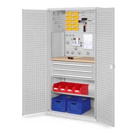 Kappes Schubladenschrank RasterPlan RAL 7035 Mod. 15 Tür innen Lochplatten