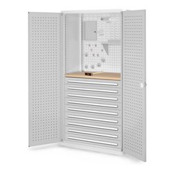 Kappes Schubladenschrank RasterPlan RAL 7035 Mod. 17 Tür innen Lochplatten