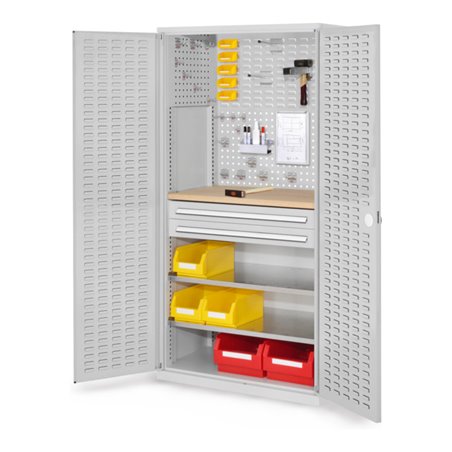 Kappes Schubladenschrank RasterPlan RAL 7035 Mod. 24 Tür innen Schlitzplatten