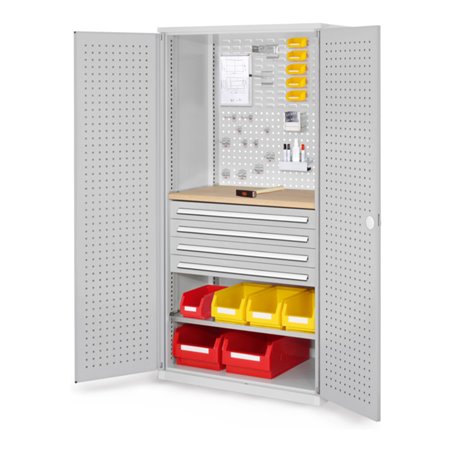 Kappes Schubladenschrank RasterPlan RAL 7035 Mod. 16 Tür innen Lochplatten