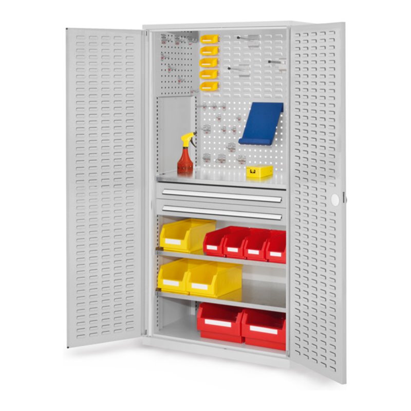 Kappes Schubladenschrank RasterPlan RAL 7035 Mod. 21 Tür innen Schlitzplatten