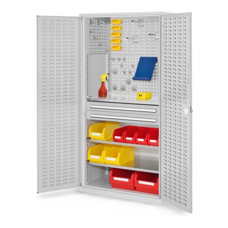 Kappes Schubladenschrank RasterPlan RAL 7035 Mod. 21 Tür innen Schlitzplatten