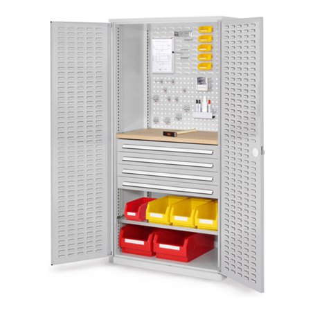 Kappes Schubladenschrank RasterPlan RAL 7035 Mod. 26 Tür innen Schlitzplatten