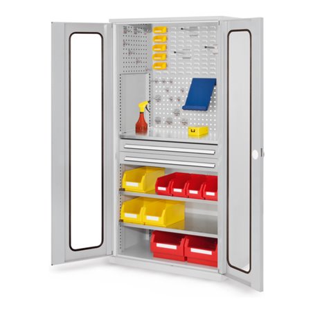 Kappes Schubladenschrank RasterPlan RAL 7035 Mod. 31 Sichtfenstertüren