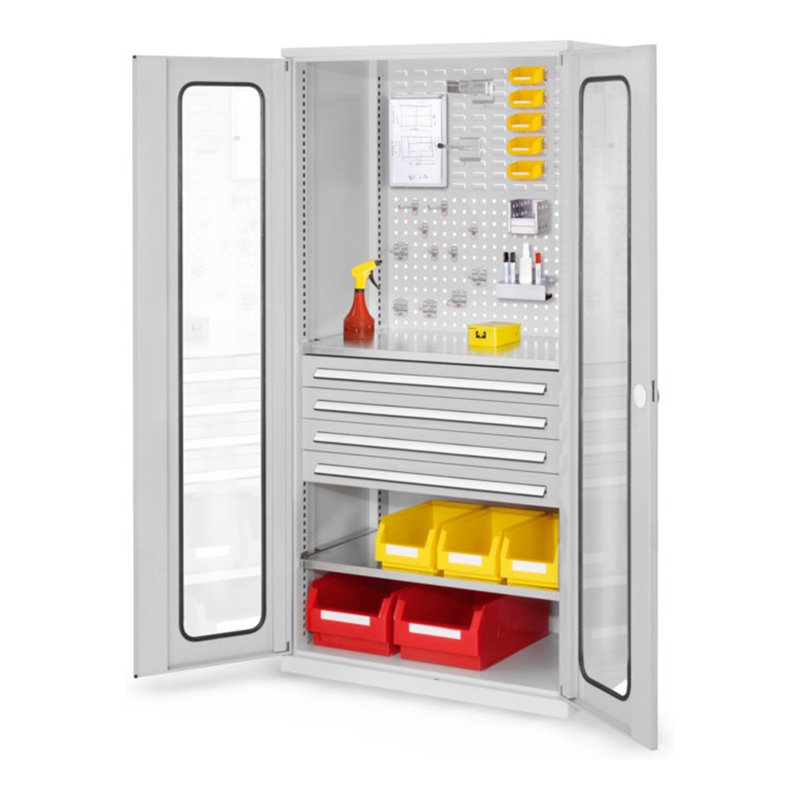 Kappes Schubladenschrank RasterPlan RAL 7035 Mod. 33 Sichtfenstertüren