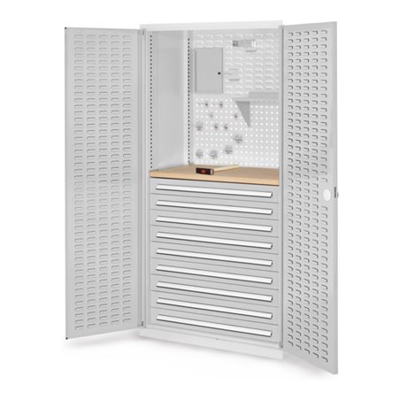 Kappes Schubladenschrank RasterPlan RAL 7035 Mod. 27 Tür innen Schlitzplatten