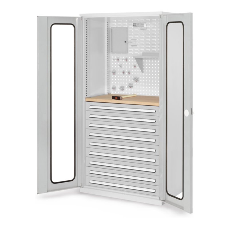 Kappes Schubladenschrank RasterPlan RAL 7035 Mod. 37 Sichtfenstertüren